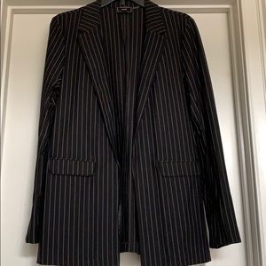 White pen stripe open blazer